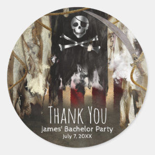 Sticker Rond Thème Pirate Anniversaire ou Bachelor Party Favori