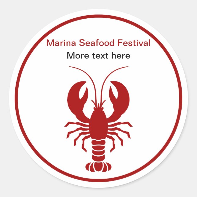 Sticker Rond Thème promotionnel du homard de fruits de mer (Devant)