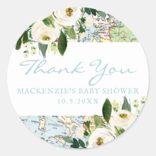 Sticker Rond Thème Voyage Baby shower Merci Favoriser