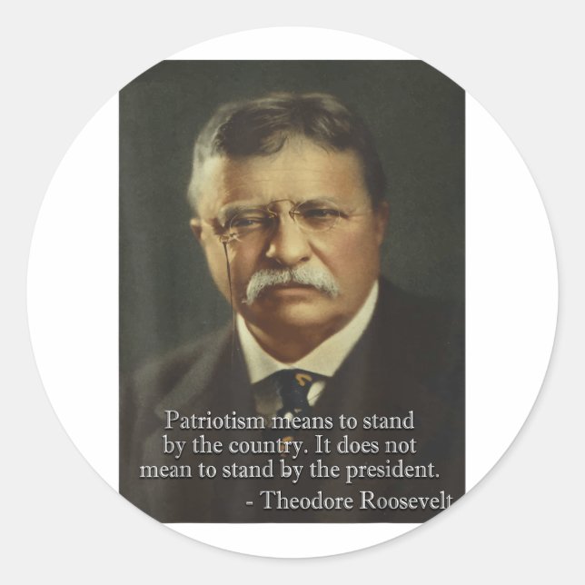 Sticker Rond Theodore Teddy Roosevelt Mème _ Anti Trump Tee (Devant)