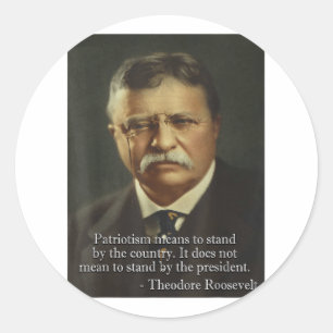 Sticker Rond Theodore Teddy Roosevelt Mème _ Anti Trump Tee