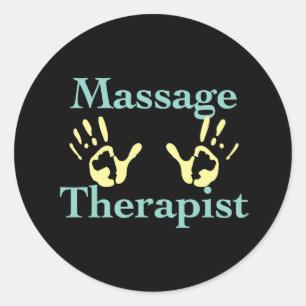 Sticker Rond Thérapeute de massage : Imprimantes à main jaune