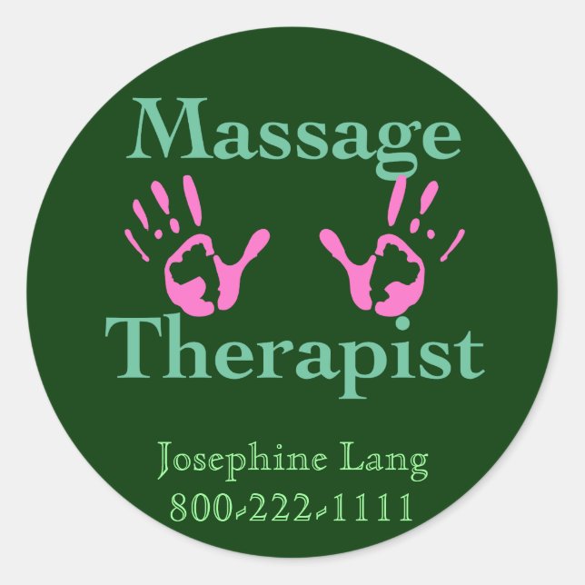 Sticker Rond Thérapeute de massage : Imprimantes à main rose (Devant)