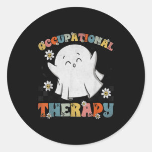 Sticker Rond Thérapeute occupationnel Halloween Rétro Fantôme T