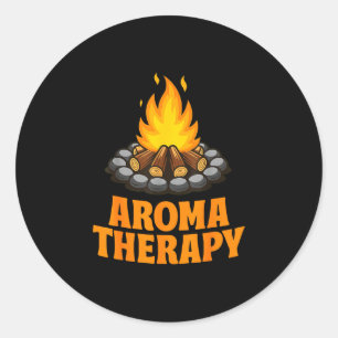 Sticker Rond Thérapie d'arôme humour de camping citation drôle