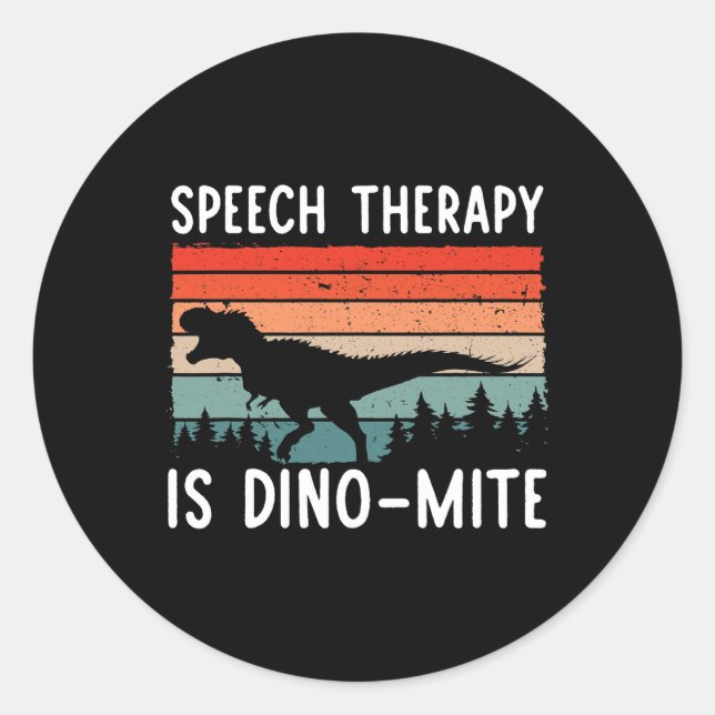 Sticker Rond Thérapie de la parole est DinoMite Langue Patholo (Devant)