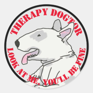 Sticker Rond Thérapie Dogtor Bull terrier