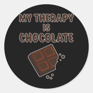 Sticker Rond Thérapie du chocolat drôle dire un cadeau au cho