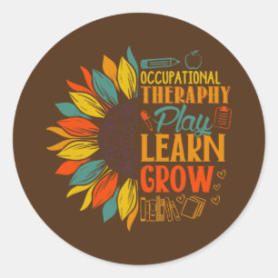 Sticker Rond Thérapie ergothérapeute du tournesol Mois OT