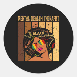 Sticker Rond Thérapiste en santé Afro Femmes Noir Histoire Mois