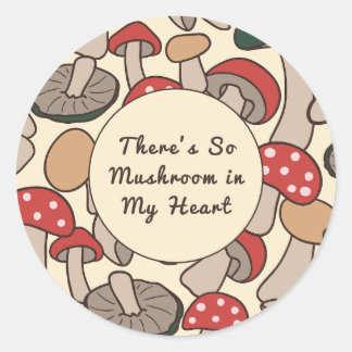 Sticker Rond There's So Mushroom In My Heart Retro Pattern
