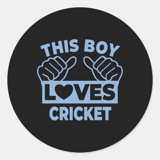 Sticker Rond This Boy Loves Cricket - Cricket Player  (Devant)