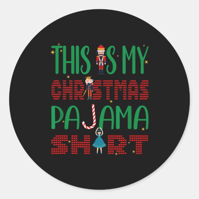 Sticker Rond This Is My Christmas Pajama Funny Family Matching  (Devant)