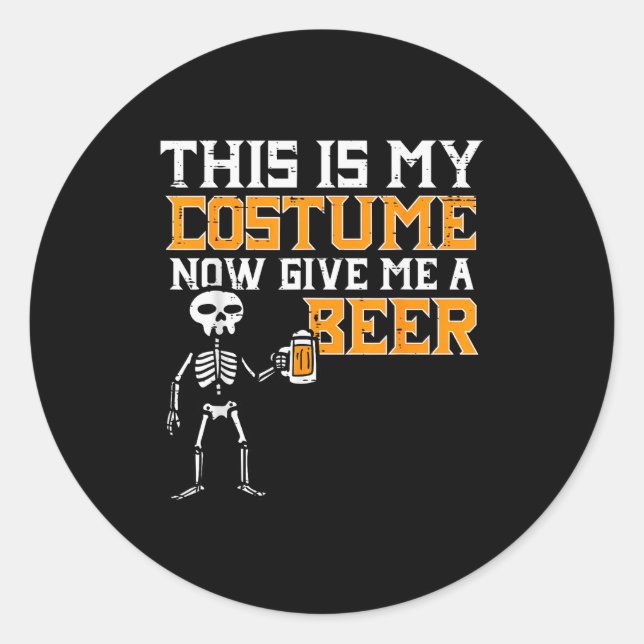 Sticker Rond This Is My Costume Funny Skeleton Halloween Men Da (Devant)