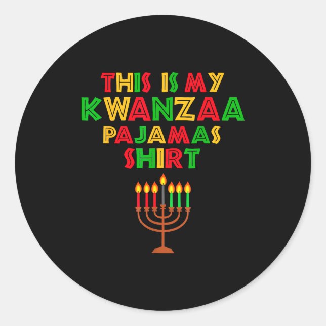 Sticker Rond This Is My Kwanzaa Pajamas Seven Principles Candle (Devant)