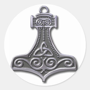 Sticker Rond Thor's Hammer-silver