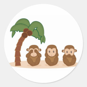 Sticker Rond Three little monkeys - trois barboteuses