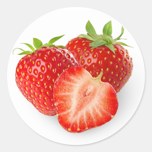 Sticker Rond Three strawberries (Devant)