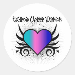 Sticker Rond Thyroid Cancer Guerrier Coeur