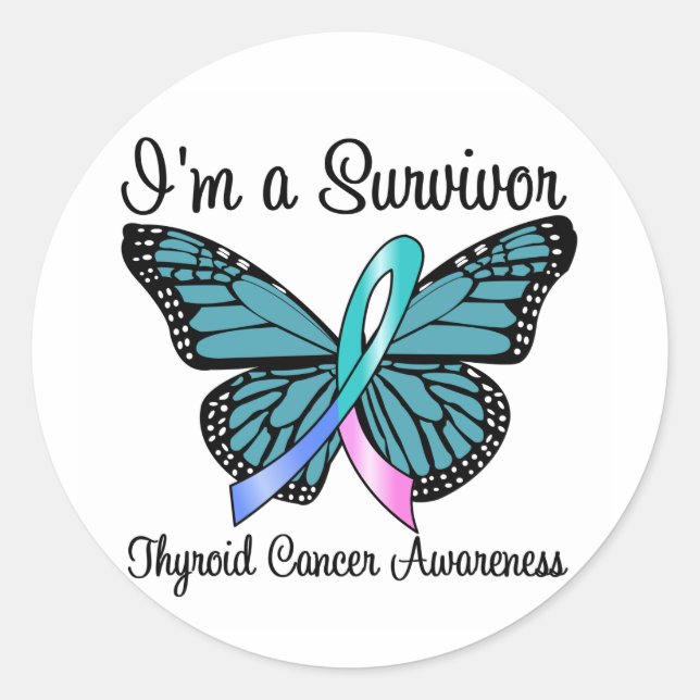 Sticker Rond Thyroid Cancer Je suis un Survivant (Devant)
