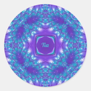 Sticker Rond TIA ~ WOW JOLIE 3D! Aqua, Purple et White ~