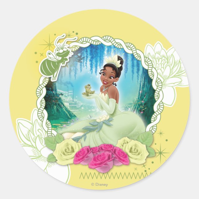 Sticker Rond Tiana - Je suis une princesse (Devant)