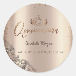 Sticker Rond Tiara Diamonds Cooper Quinceañera