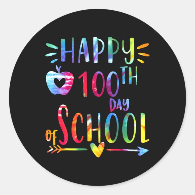 Sticker Rond Tie Dye 100 Jours De L'École 100E Jour De Thé De L (Devant)