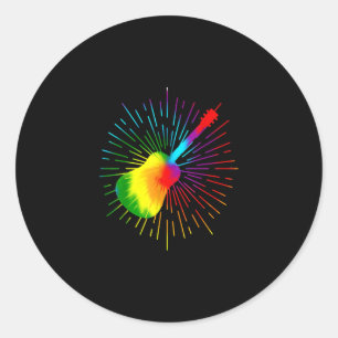 Sticker Rond Tie Dye Guitare Design Guitariste coloré