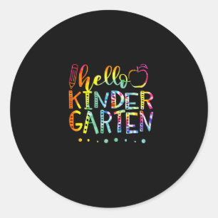 Sticker Rond Tie Dye Hello Second Kindergarten Enseignant
