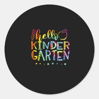 Sticker Rond Tie Dye Hello Second Kindergarten Enseignant