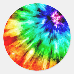 Sticker Rond Tie Dye rencontre l'aquarelle