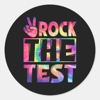 Sticker Rond Tie Dye Rock Le Test Joyeux Test Jour Enseignant L