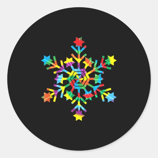 Sticker Rond Tie Dye Snowflake Retro Hipe Christmas Holiday Xma (Devant)
