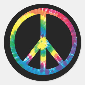 Sticker Rond Tie teinture signe de paix 2