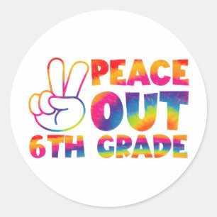 Sticker Rond Tiedye de fin d'année de sixième, Peace Out Sixièm