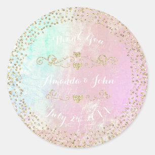 Sticker Rond Tiffany rose Pearly Gold Enregistrer le Merci de d