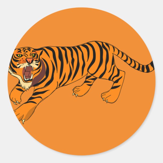 Sticker Rond tiger-angry-defense-stripes-loud (Devant)
