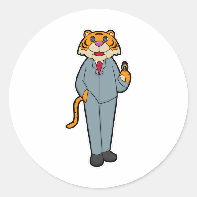 Sticker Rond Tiger as Groom with Wedding ring (Devant)