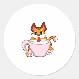Sticker Rond Tiger chat avec la coupe de lait.PNG