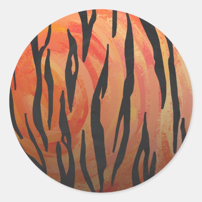 Sticker Rond Tiger chaud orange et noir (Devant)