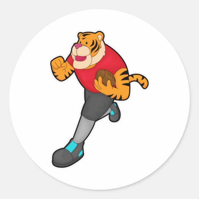 Sticker Rond Tiger comme joueur de football avec football (Devant)