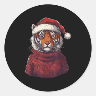 Sticker Rond Tiger Douleur moche Noël du Père Noël