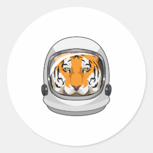 Sticker Rond Tiger en astronaute avec casque