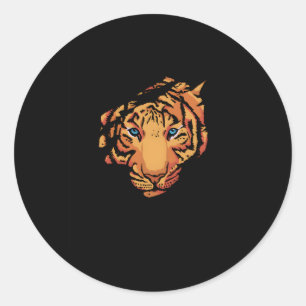 Sticker Rond Tiger Face Faune Jungle Animaux sauvages Safari Sa