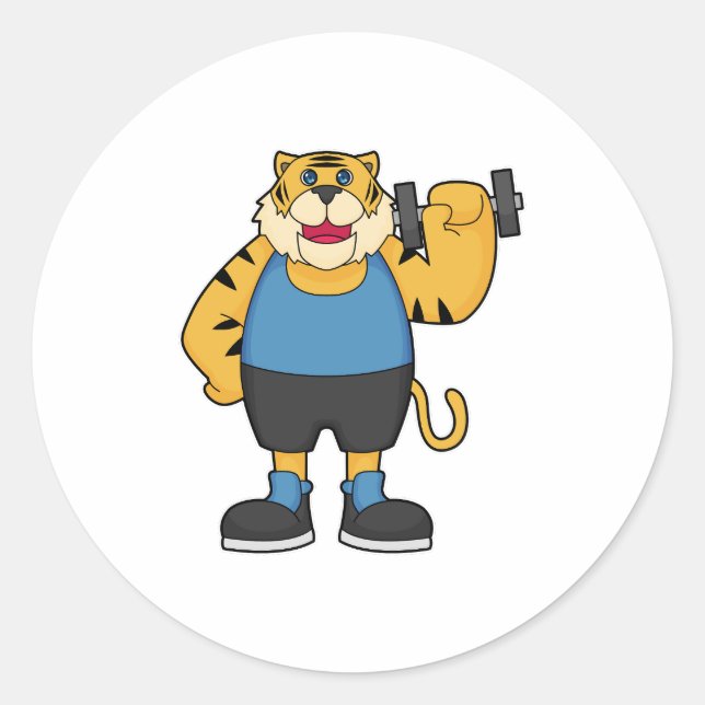 Sticker Rond Tiger Fitness Dumbbell (Devant)