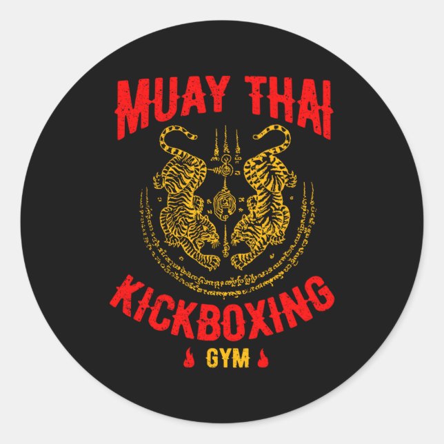Sticker Rond Tiger Muay Thai Kickboxing Gym Formation Mixed mar (Devant)