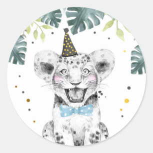 Sticker Rond Tiger Party Animaux Safari Garçon Anniversaire Cup