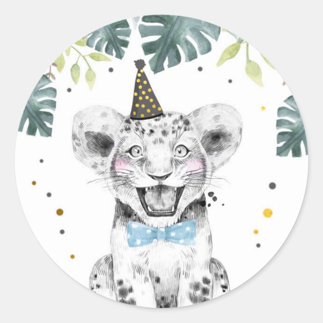 Sticker Rond Tiger Party Animaux Safari Garçon Anniversaire Cup (Devant)
