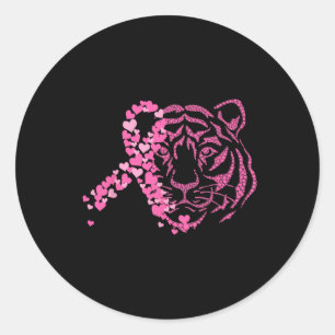 Sticker Rond Tiger rose Ruban Brebis Sensibilisation au cancer 